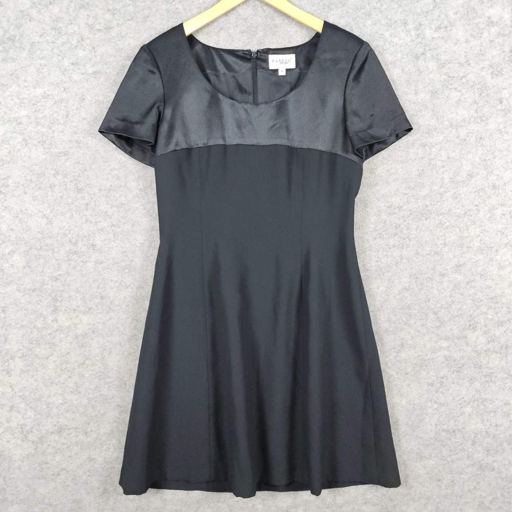 Papell Boutique Womens Black Dress Size 10 Polyester Cap Sleeve Mini Retro FLAWS